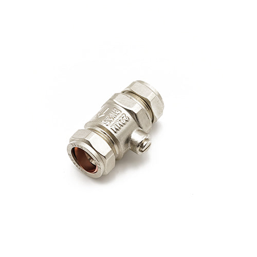 Iso valve 22mm chrome full flow WRAS