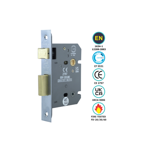 CE 3 LEVER MORTICE SASH LOCK FD 30 (FD-60)+CWS