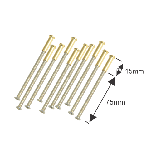 R/ROSE BACK TO BACK FIXING SCREWS X10 | 75MM | ZINC & YELLOW PASSIVATED | POLYBAG
