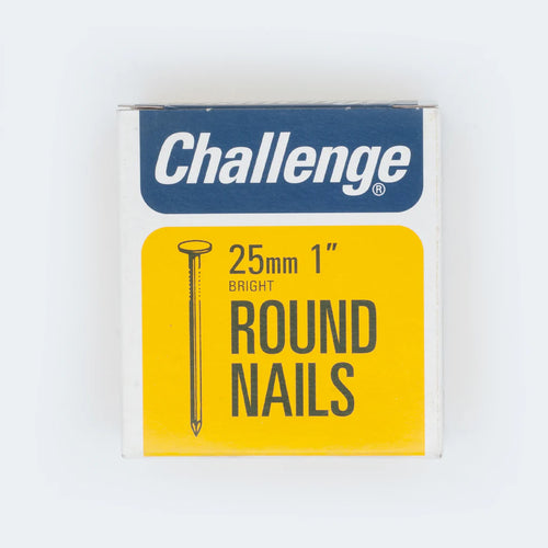 Challenge Round Wire Nails - Bright Steel (Box Pack)  25MM