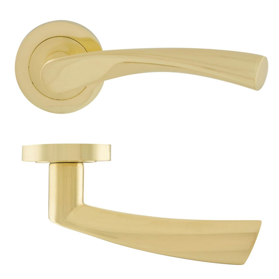 Door Handles Lever on Rose -  MONZA 62109  Satin Brass