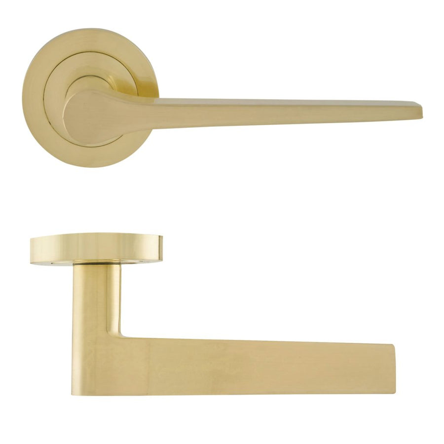 Door Handles Lever on Rose -  SBP Monza   Satin Brass   62133