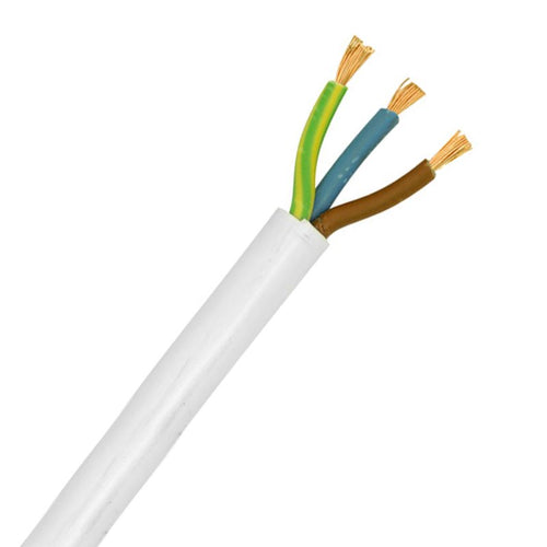 3  CORE ROUND FLEXIBLE CABLE 2183Y0.75 WHITE 10MTR