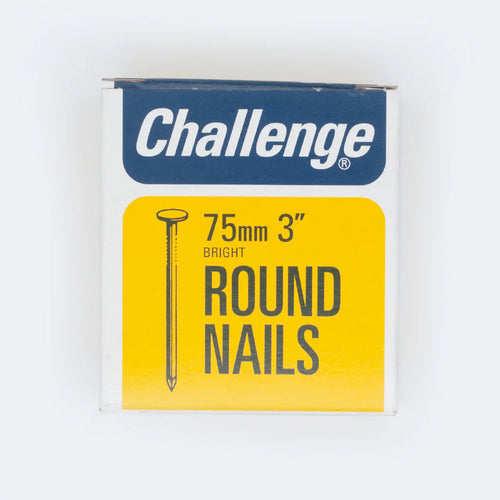 Challenge Round Wire Nails - Bright Steel (Box Pack) 75MM