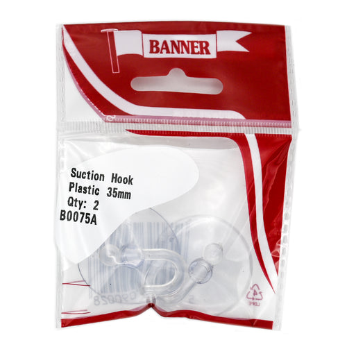 Suction Hooks Clear Plastic 35mm