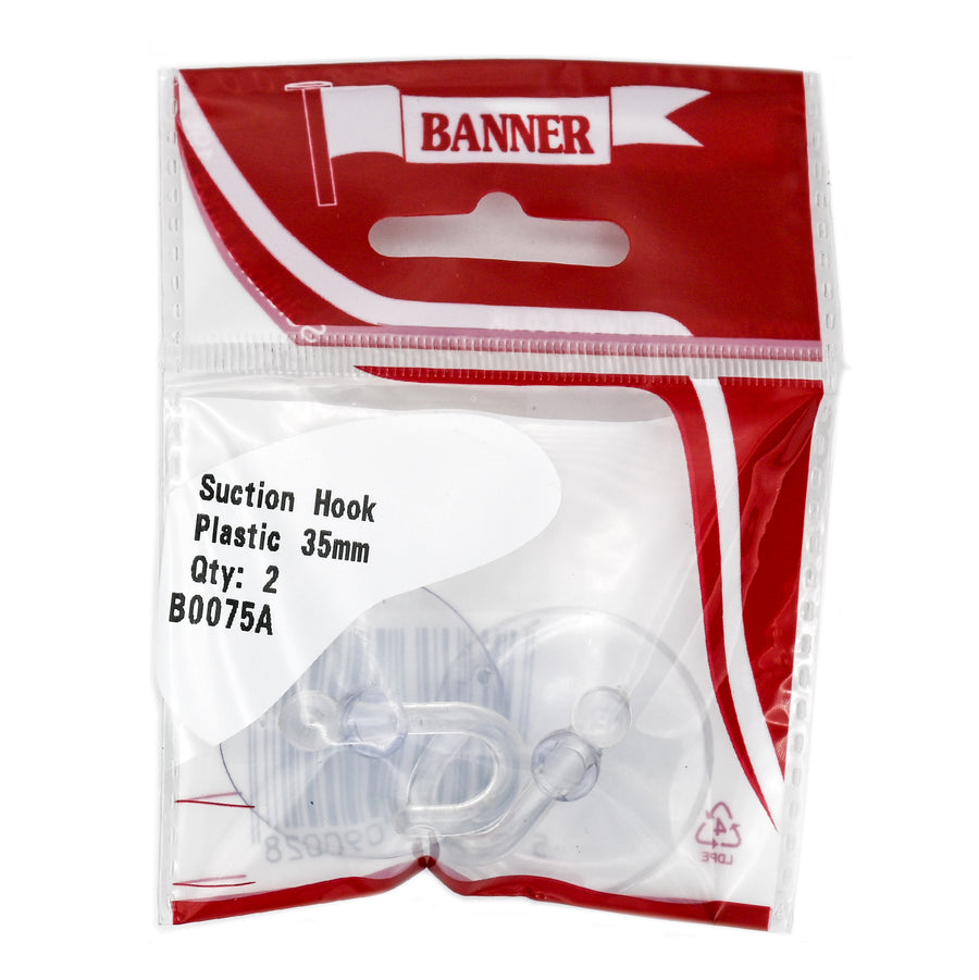 Suction Hooks Clear Plastic 35mm