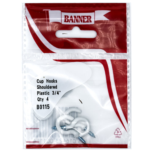 Cup Hooks Shouldered White 3/4-inch