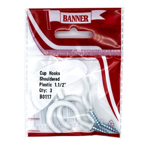 Cup Hooks Shouldered White 1.1/2-inch