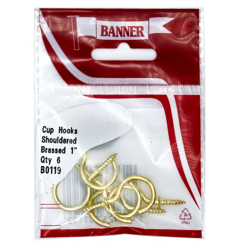 Cup Hooks Shouldered EB 1-inch