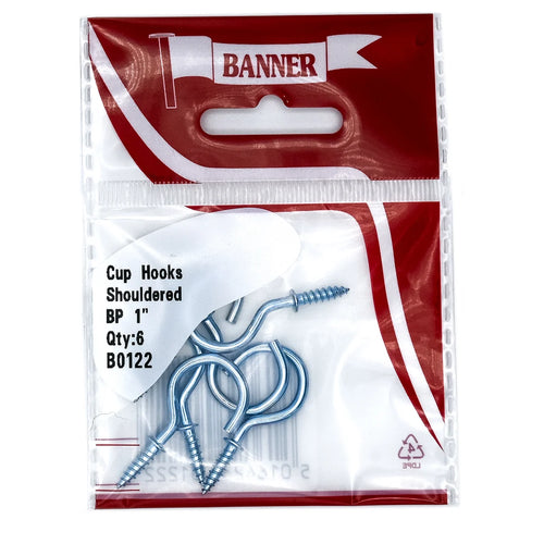 Cup Hooks Shouldered BP 1-inch