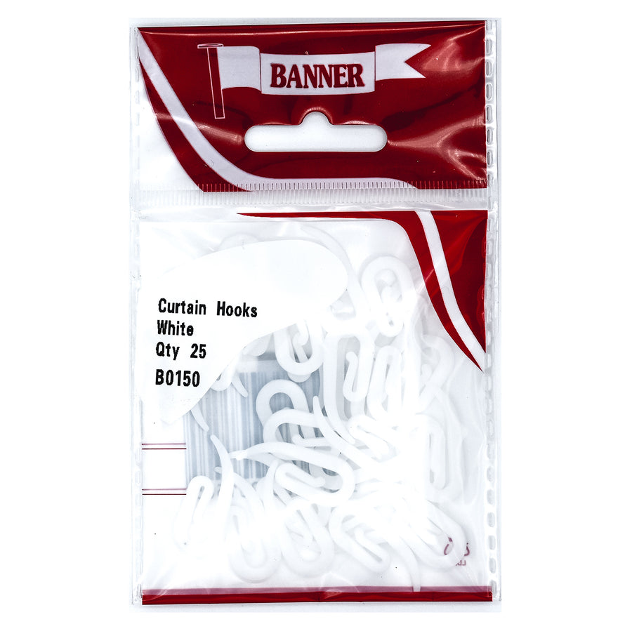 CURTAIN HOOKS WHITE ( 25 Pack)