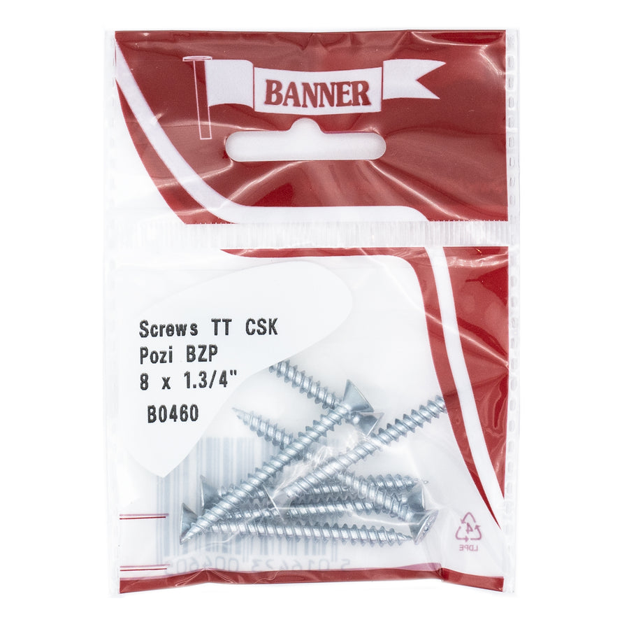 Screws Twin Thread CSK Pozi BZP 8 x 1.3/4-inch