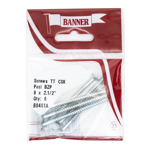 Screws Twin Thread CSK Pozi BZP 8 x 2.1/2-inch