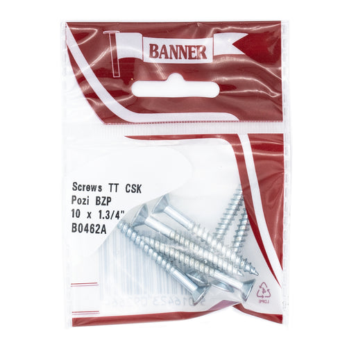 Screws Twin Thread CSK Pozi BZP 10 x 1.3/4-inch  (6 Pack)
