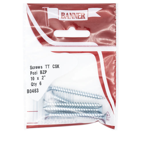 Screws Twin Thread CSK Pozi BZP 10 x 2-inch