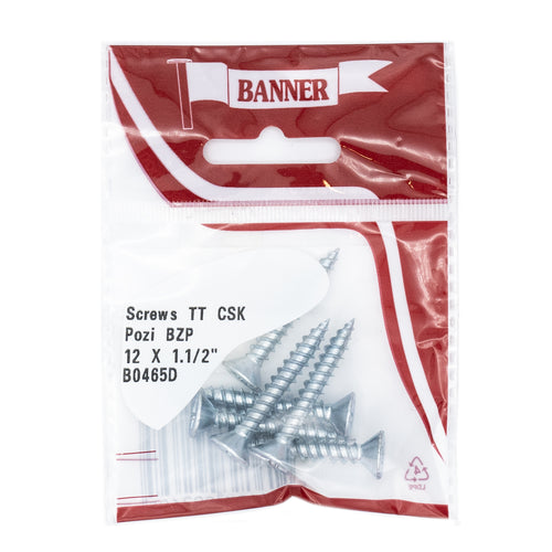 Screws Twin Thread CSK Pozi BZP 12 x 1.1/2-inch