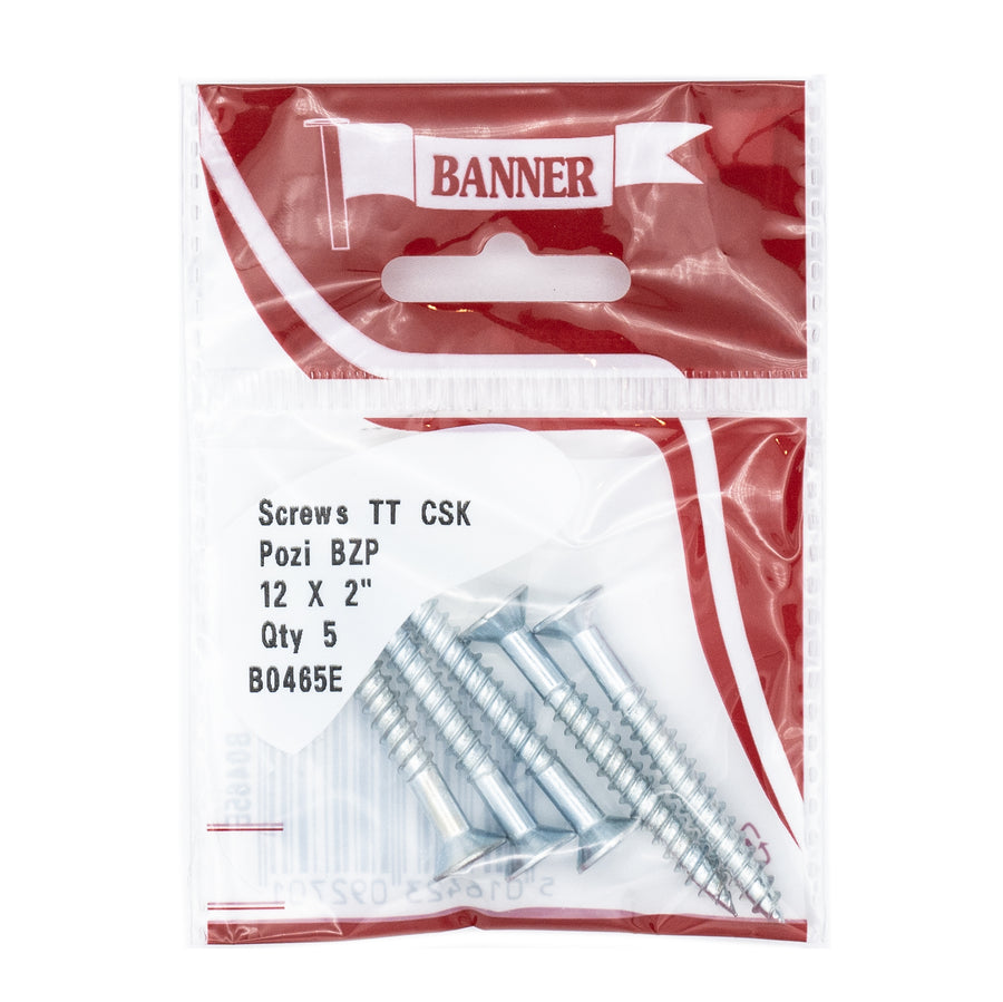 Screws Twin Thread CSK Pozi BZP 12 x 2-inch