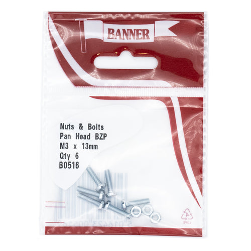 Nuts & Bolts Slotted Pan Head BZP M3 x 13mm