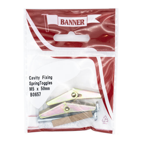 Cavity Fixing Spring Toggles M5 x 50mm (2 Pack)