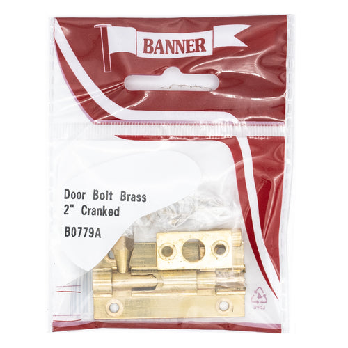 Door Bolt Brass 2-inch Cranked