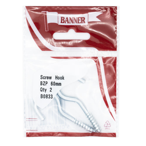 Screw Hook 60mm BZP