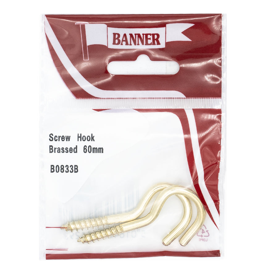 Screw Hook 60mm EB (2 Pack)