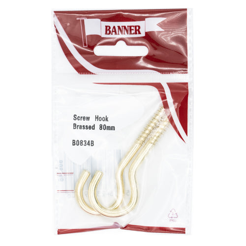 Screw Hook 80mm EB (2 Pack)