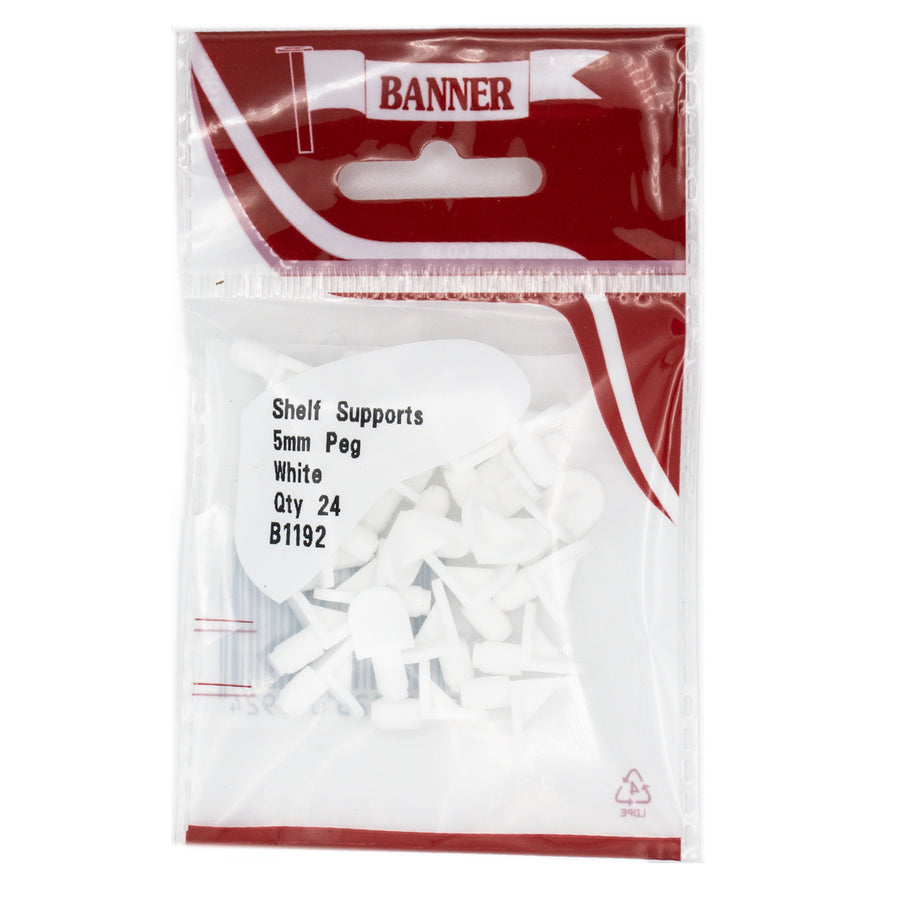 Shelf Supports with 5mm Peg White