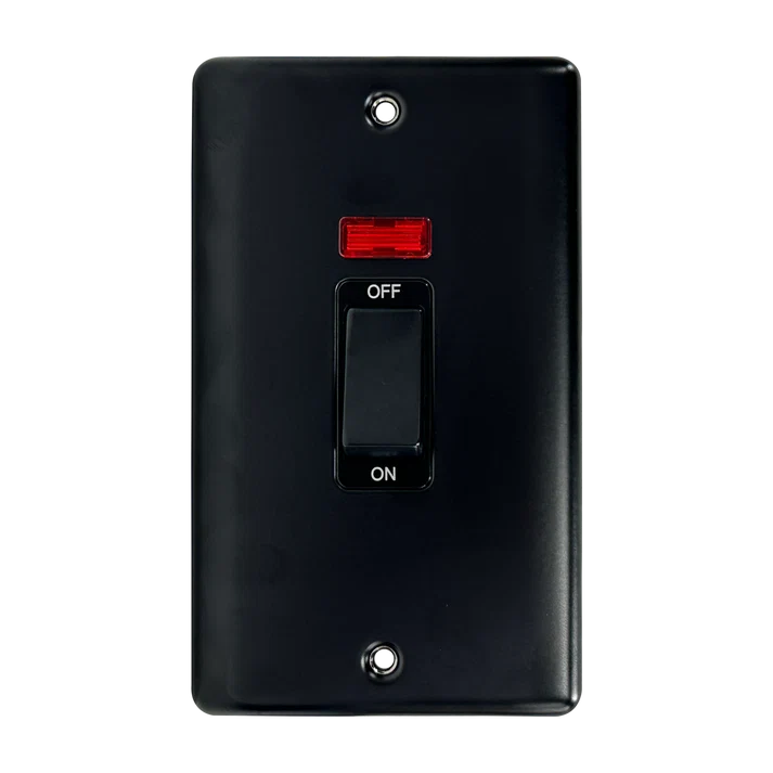 2G 45A DP Switch c/w Neon Matt Black