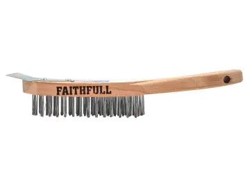 Heavy-Duty Scratch Brush with Scraper - 4 Row