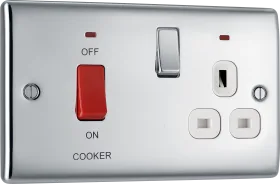 45A double pole, with switched socket and indicators