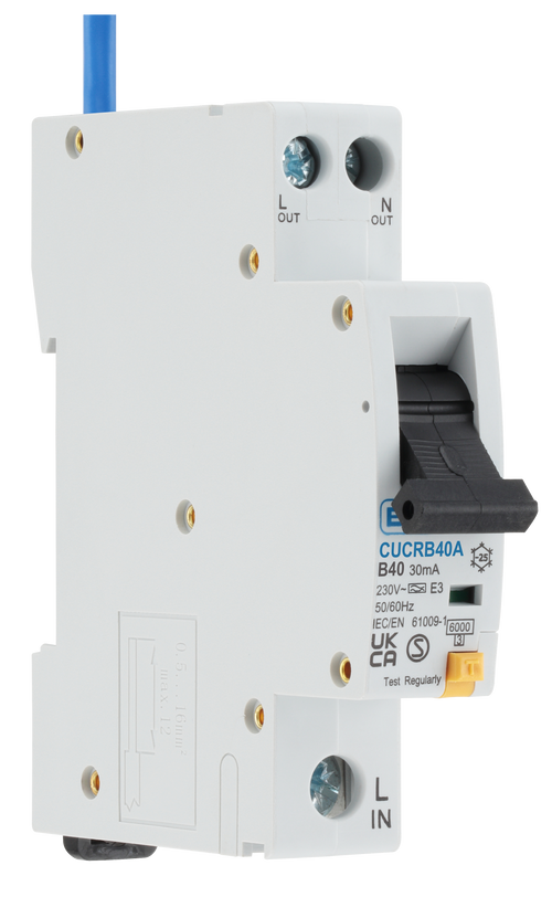 BG 40A B CURVE COMPACT RCBO 30mA TYPE A 1 POLE RCBO SINGLE MODULE