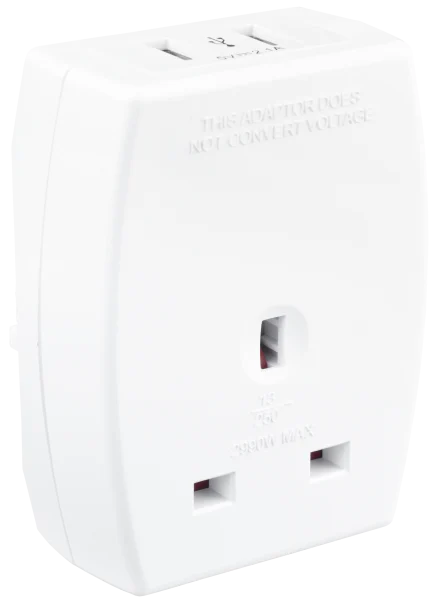 ELECTRICAL  UK TO  EUR  TRAVEL ADAPTOR+ USB  WHITE