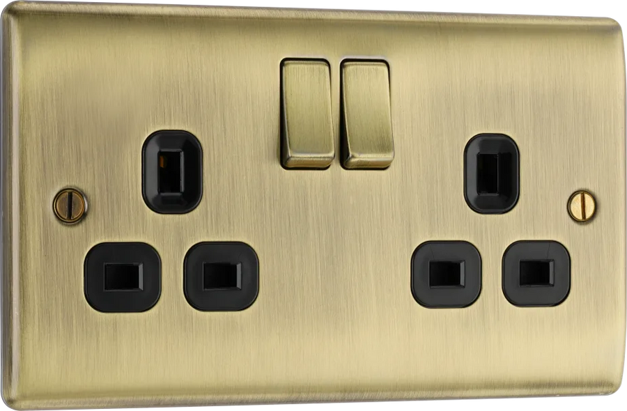 DOUBLE SOCKET  ANTIQUE  BRASS