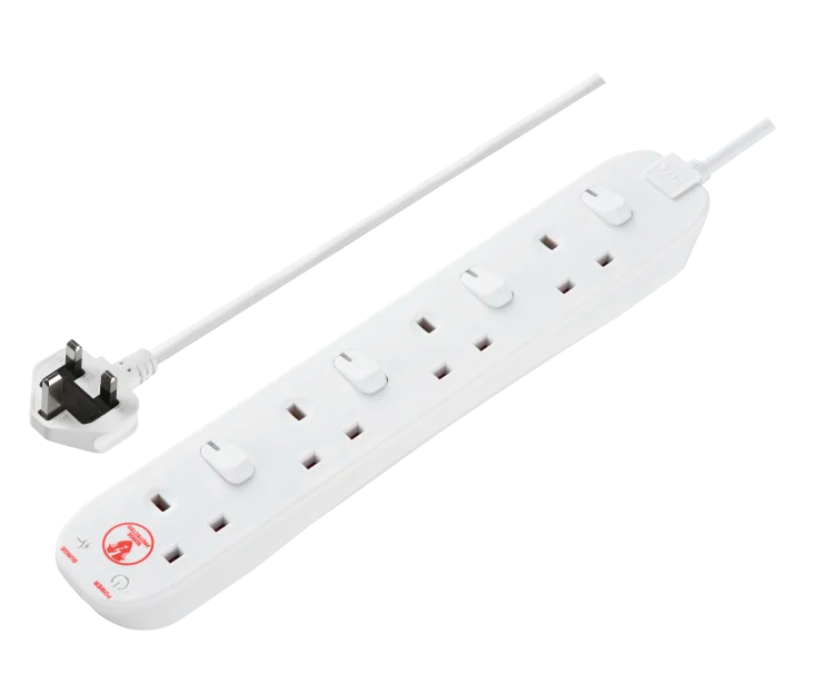 Masterplug Switched Extension Lead 4 Gang 2m White