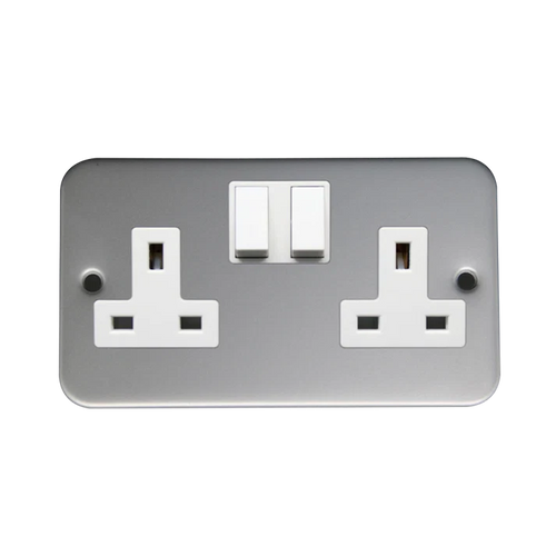 2G 13A DP Switched Socket MetaI clad