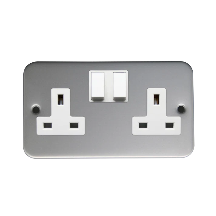 2G 13A DP Switched Socket MetaI clad