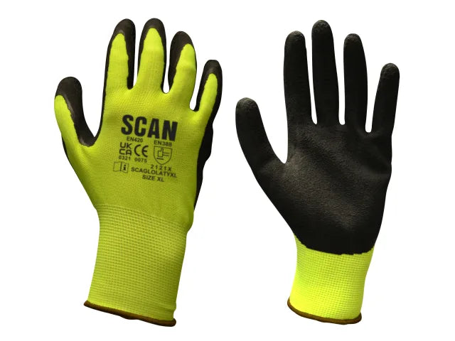 YELLOW FOAM LATEX COATED GLOVE SIZE 8