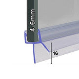SEAL005-10  4-6MM GLASS SHOWER SEAL 16MM FIN 1MTR