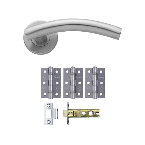 SATIN STAINLESS  STEEL TURIN LEVER ON ROSE LATCH DOOR  PACK