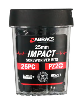 POZI 2  BITS 25MM (ABRACS)  25 PACK